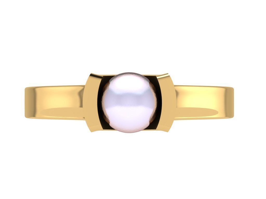 Ring476 gold ring with pearl in center 3D print model_1