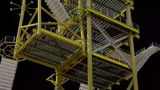 industrial detailed factory platform maintenance stairs  3D model