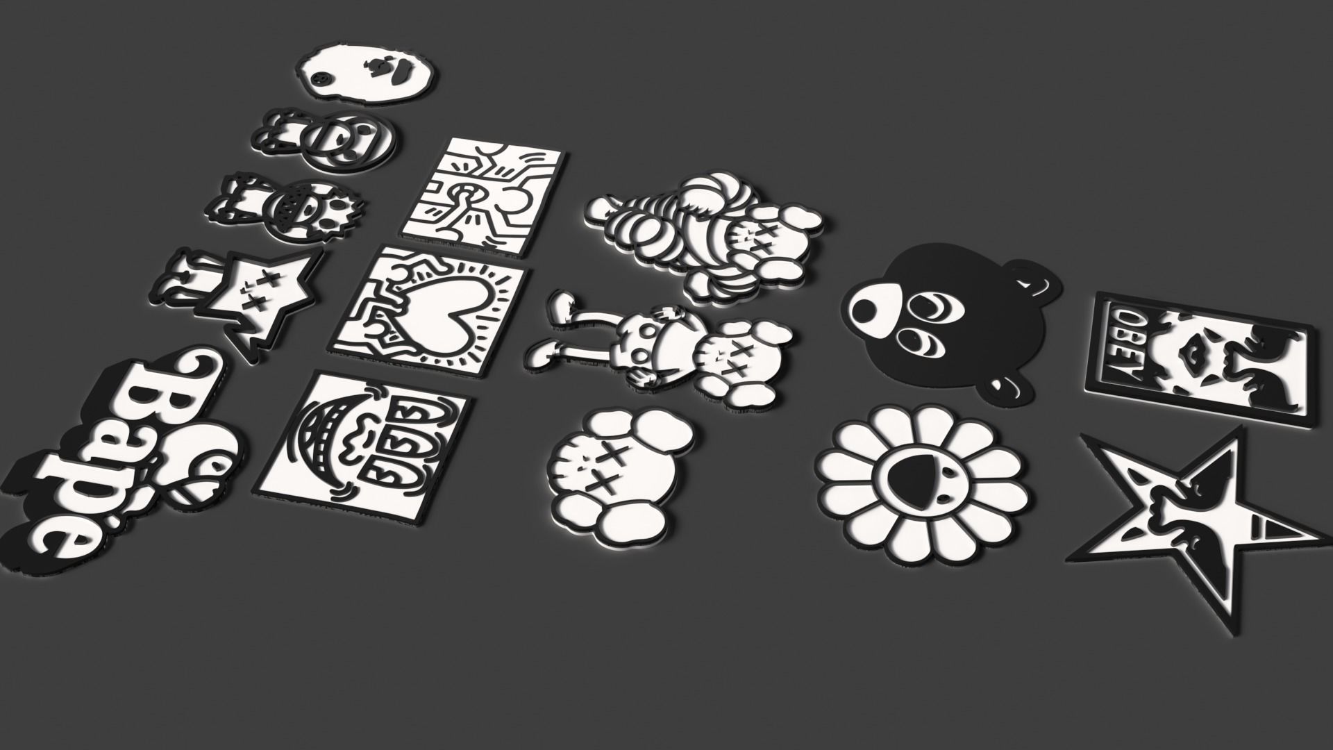 STREET ART COASTER PACK  3D print model_1