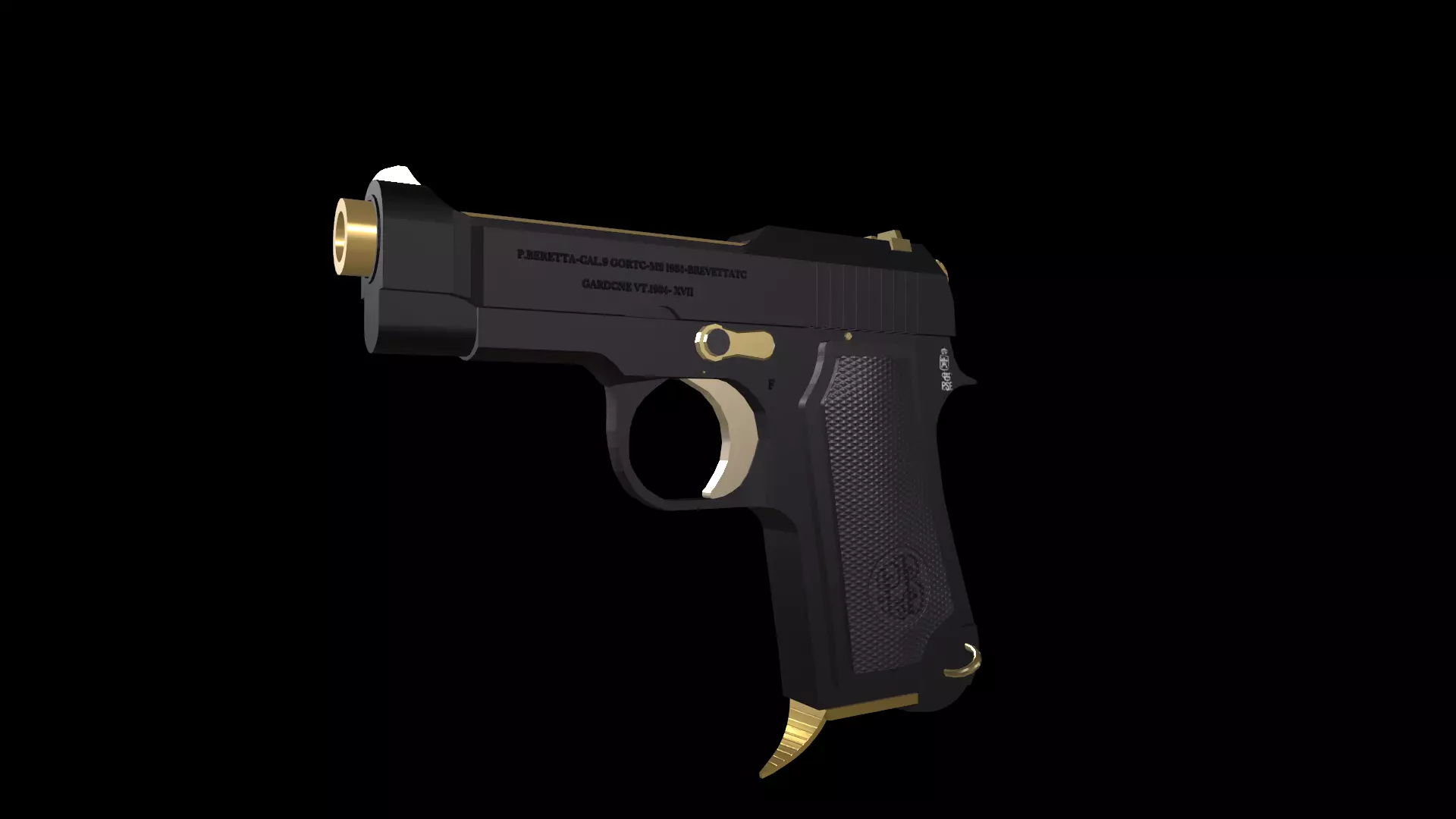 Beretta M1934 Low-poly 3D model_0