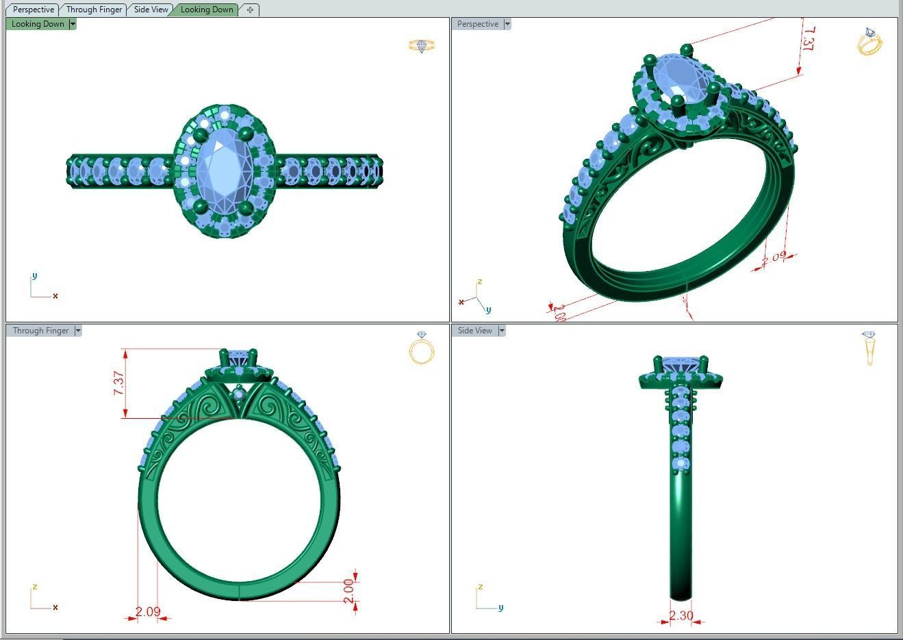 Ring478 oval diamond engagement ring gold 3D print model_5