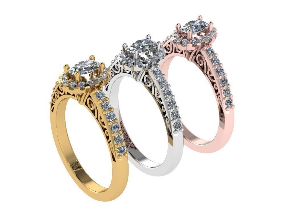 Ring478 oval diamond engagement ring gold 3D print model_4