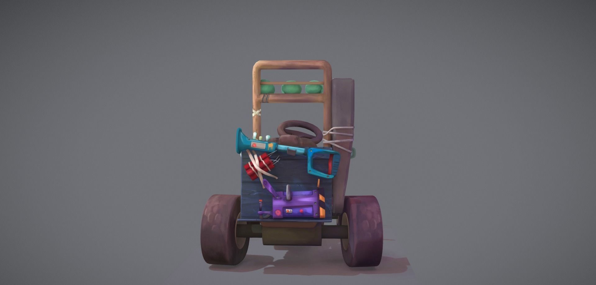 Moped toy tractor Low-poly 3D model_2
