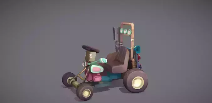 Moped toy tractor Low-poly 3D model