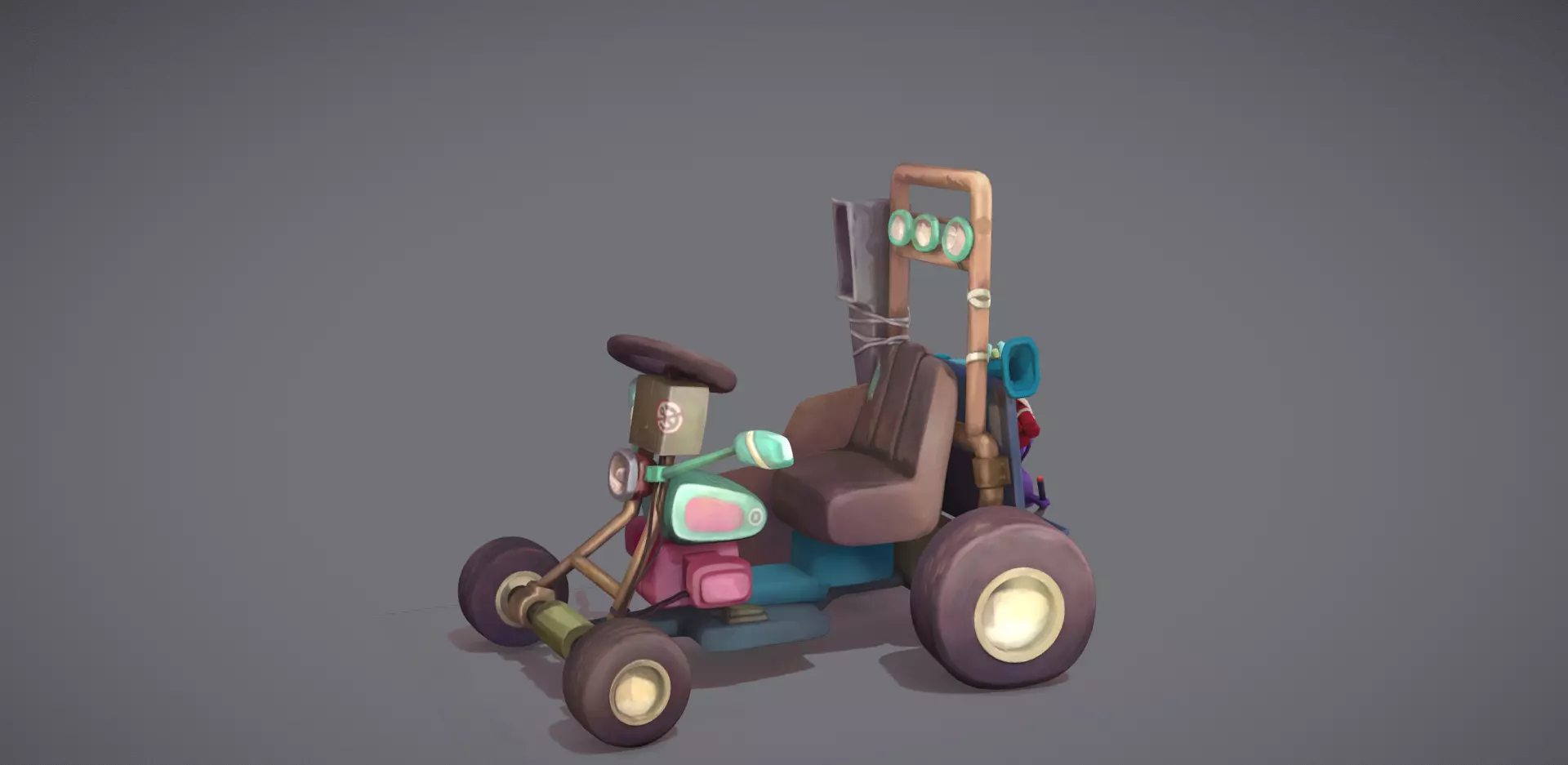 Moped toy tractor Low-poly 3D model_0