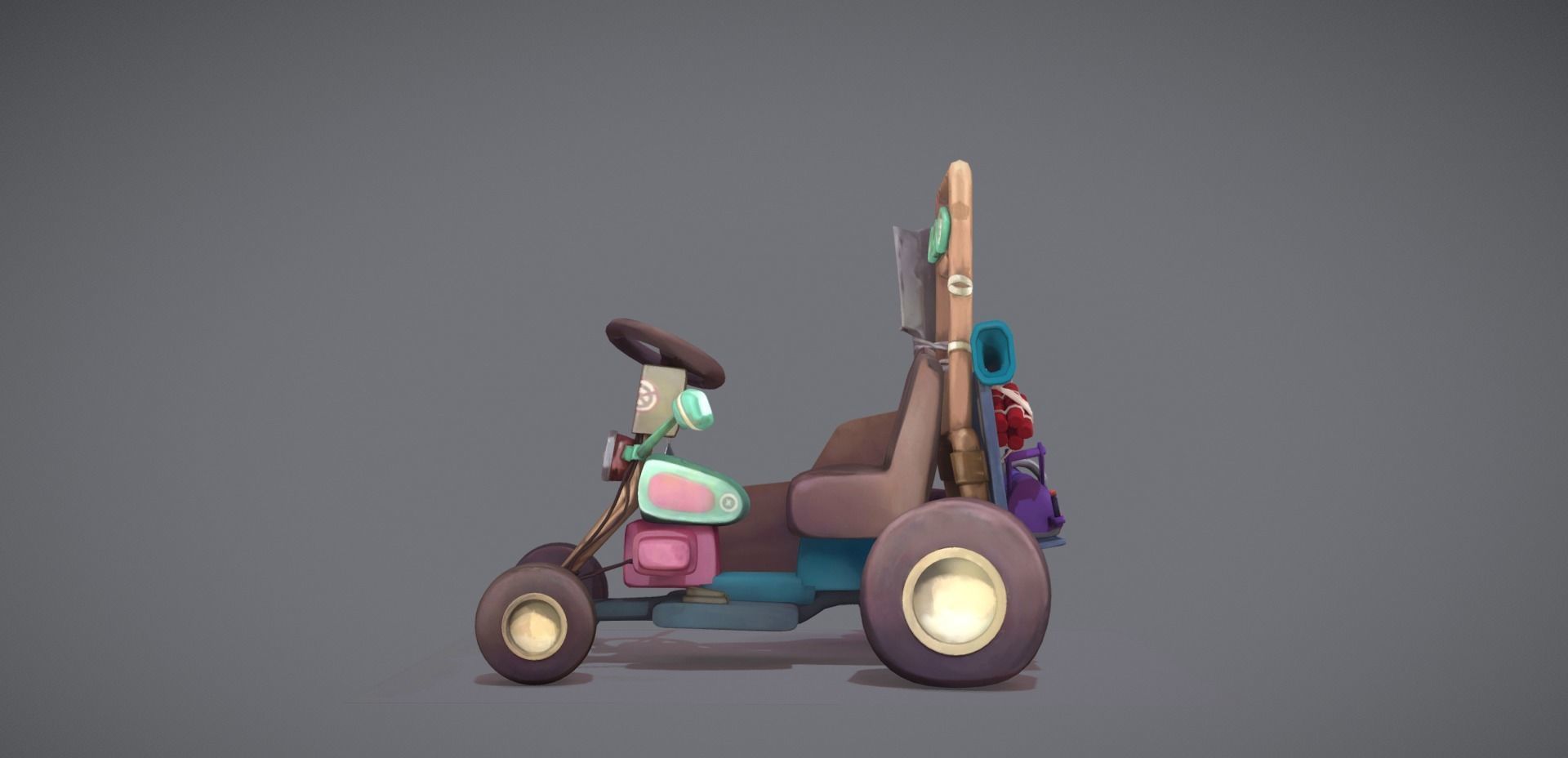Moped toy tractor Low-poly 3D model_1