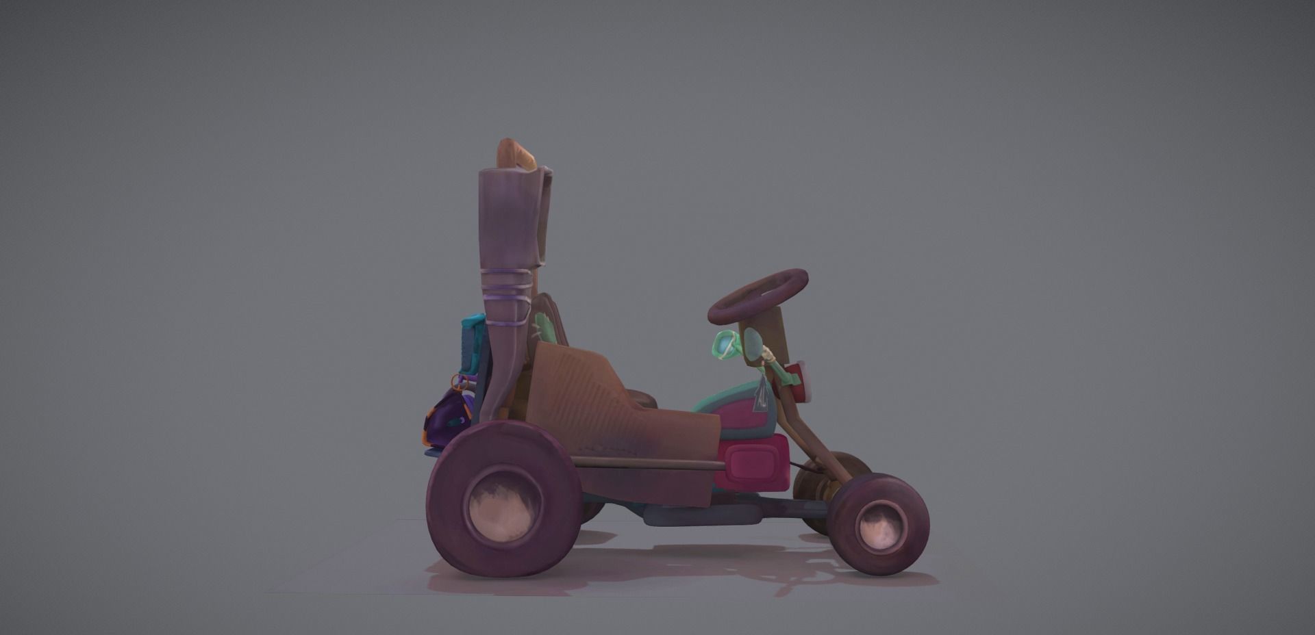 Moped toy tractor Low-poly 3D model_3