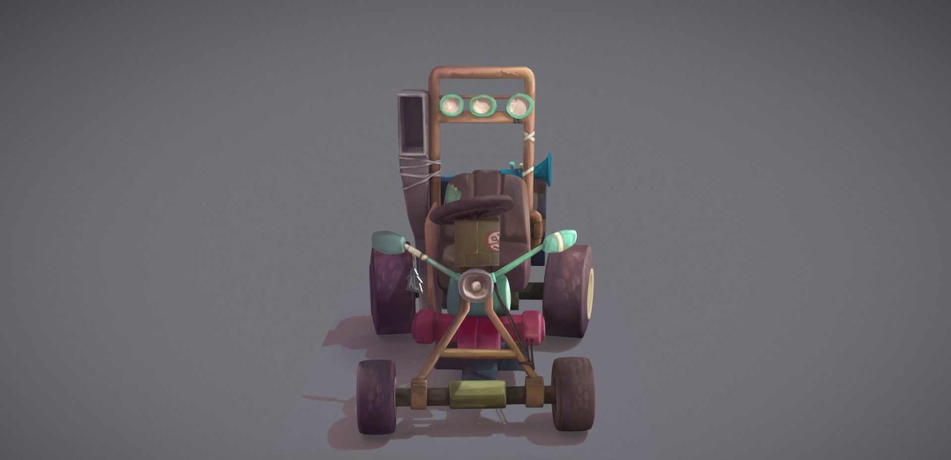 Moped toy tractor Low-poly 3D model_4
