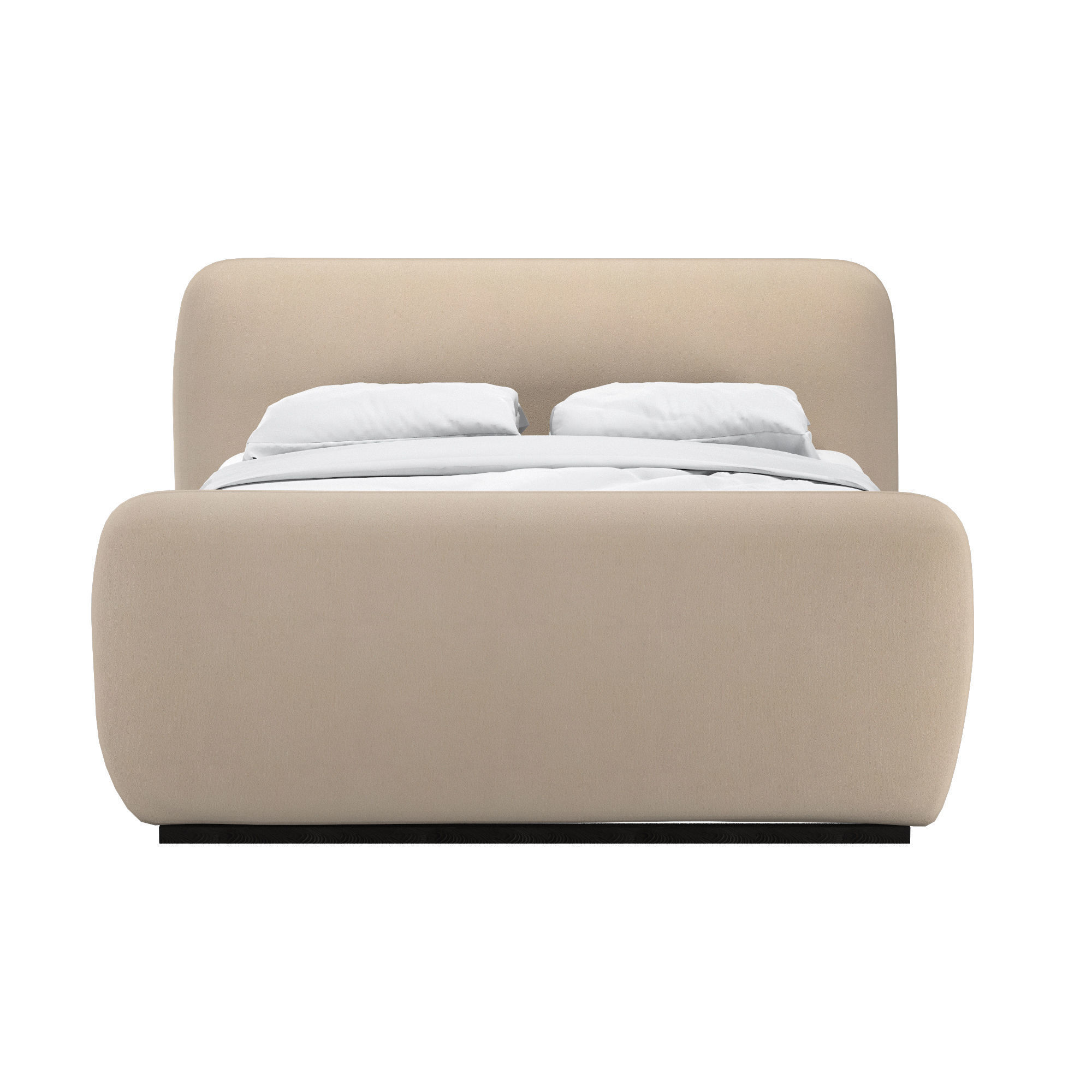 LOTUS FABRIC PANEL PLATFORM BED WITH FOOTBOARD 3D model_2