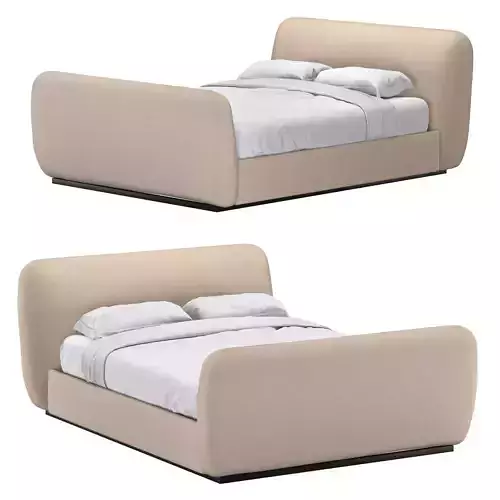 LOTUS FABRIC PANEL PLATFORM BED WITH FOOTBOARD 3D model