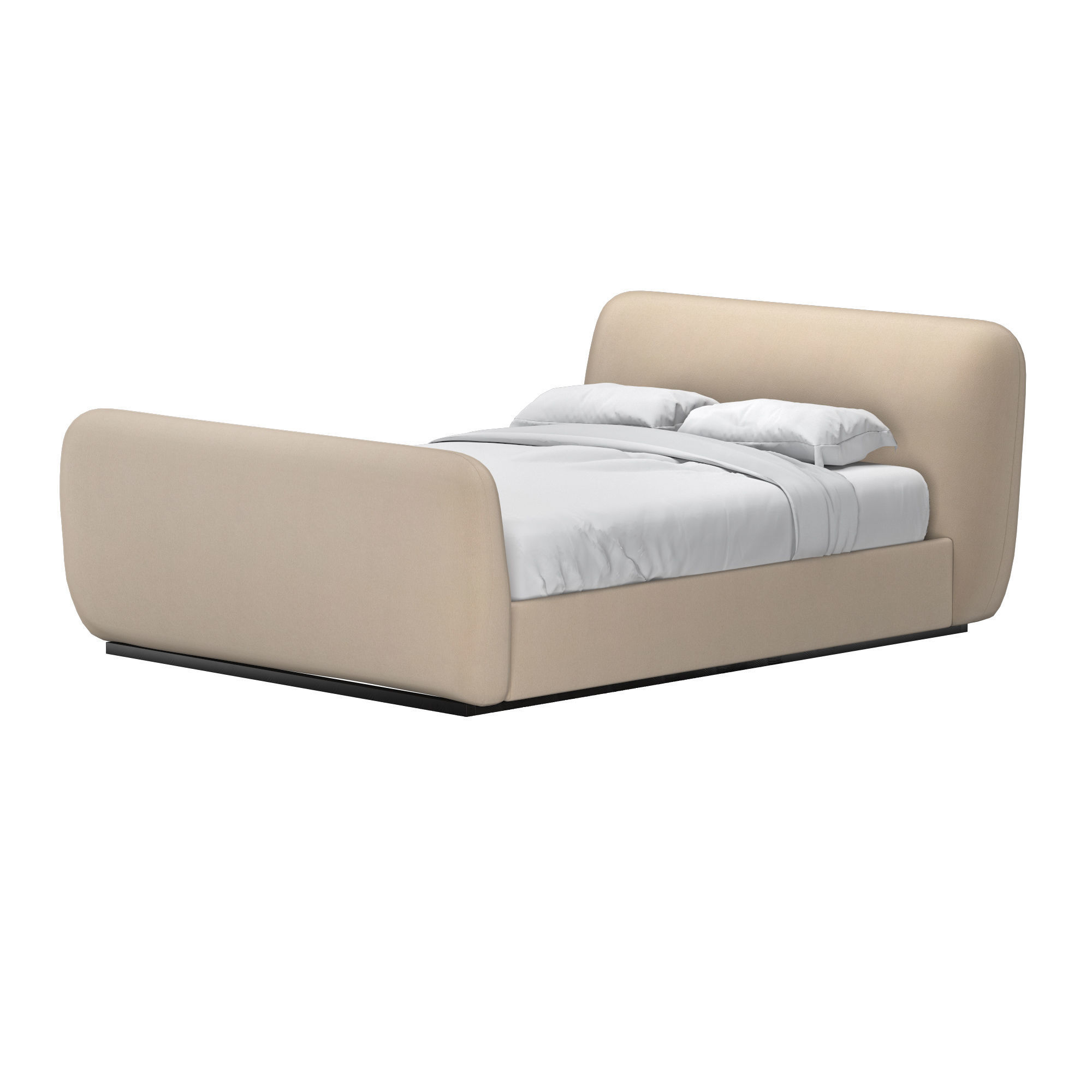 LOTUS FABRIC PANEL PLATFORM BED WITH FOOTBOARD 3D model_3