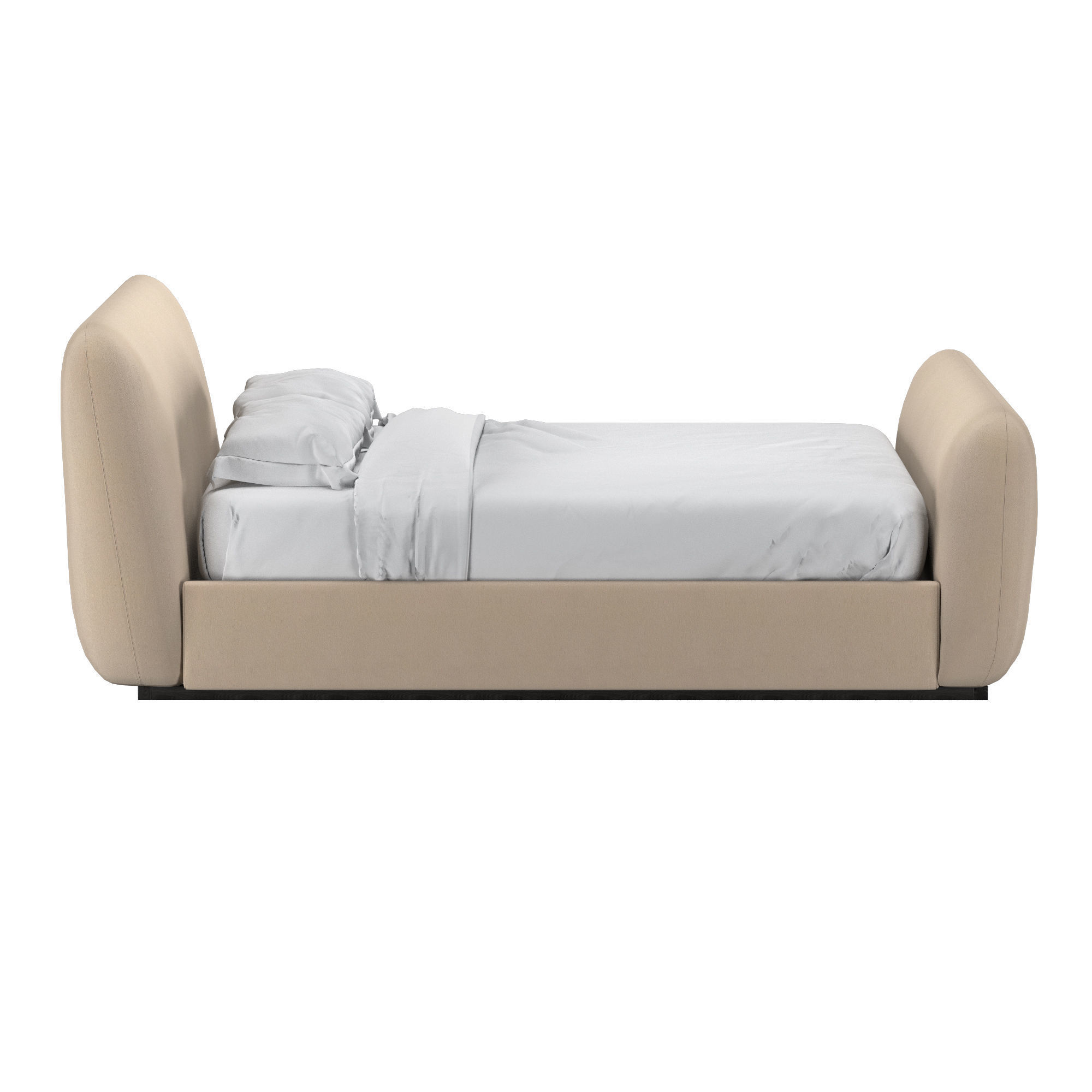 LOTUS FABRIC PANEL PLATFORM BED WITH FOOTBOARD 3D model_4