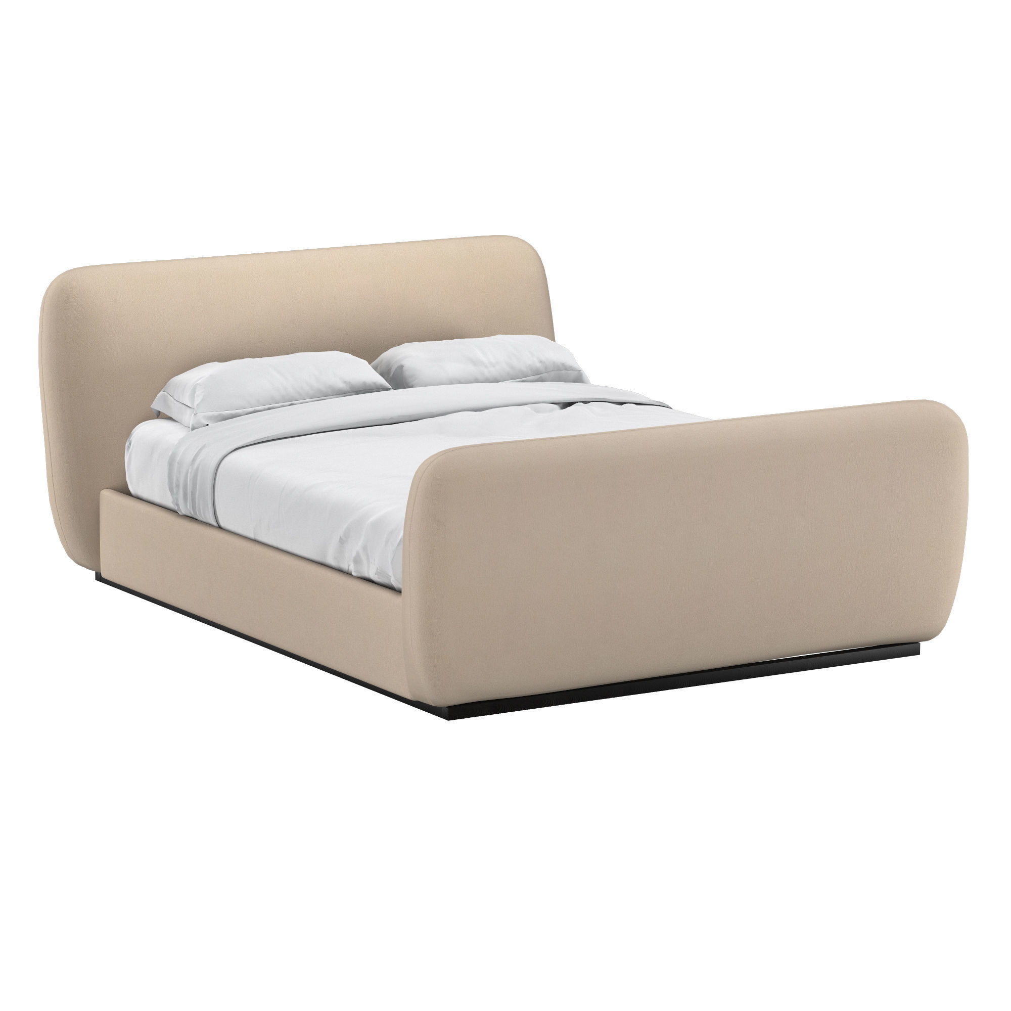 LOTUS FABRIC PANEL PLATFORM BED WITH FOOTBOARD 3D model_1
