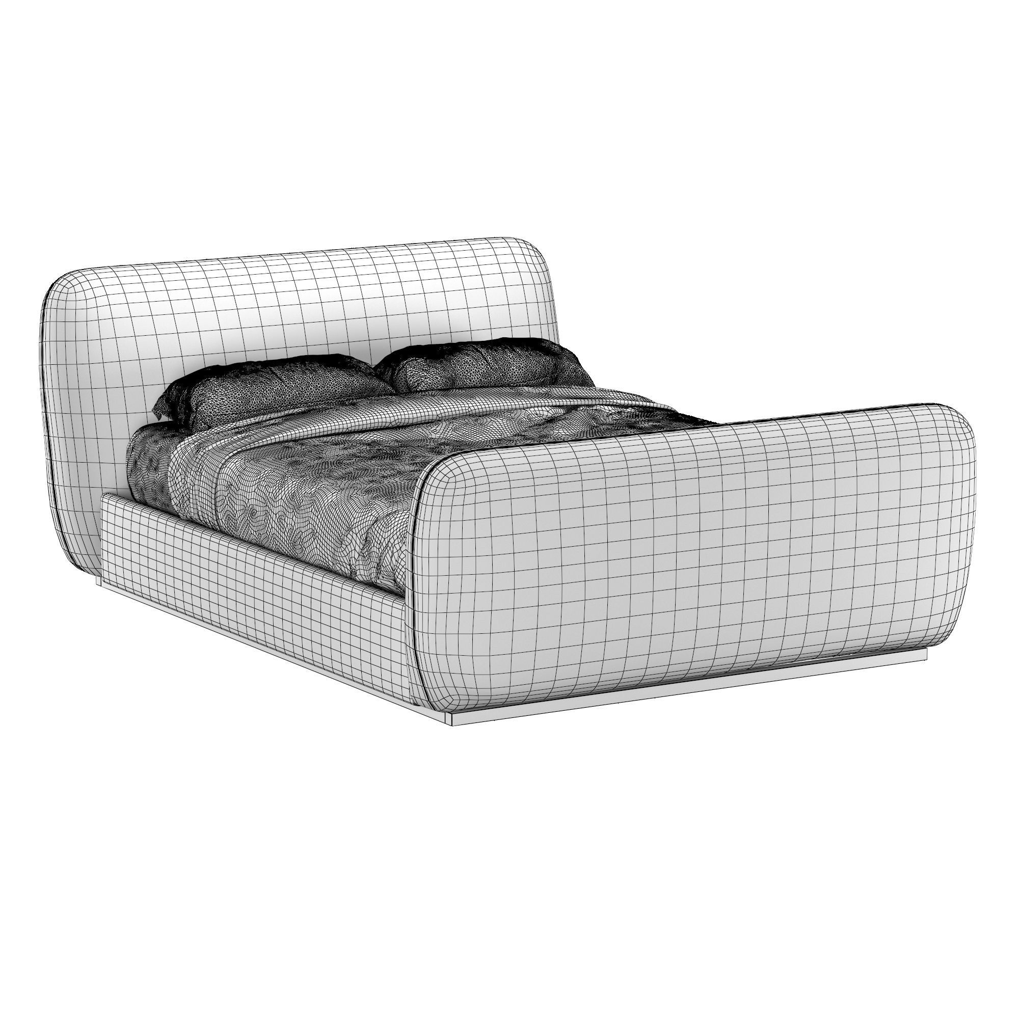 LOTUS FABRIC PANEL PLATFORM BED WITH FOOTBOARD 3D model_5