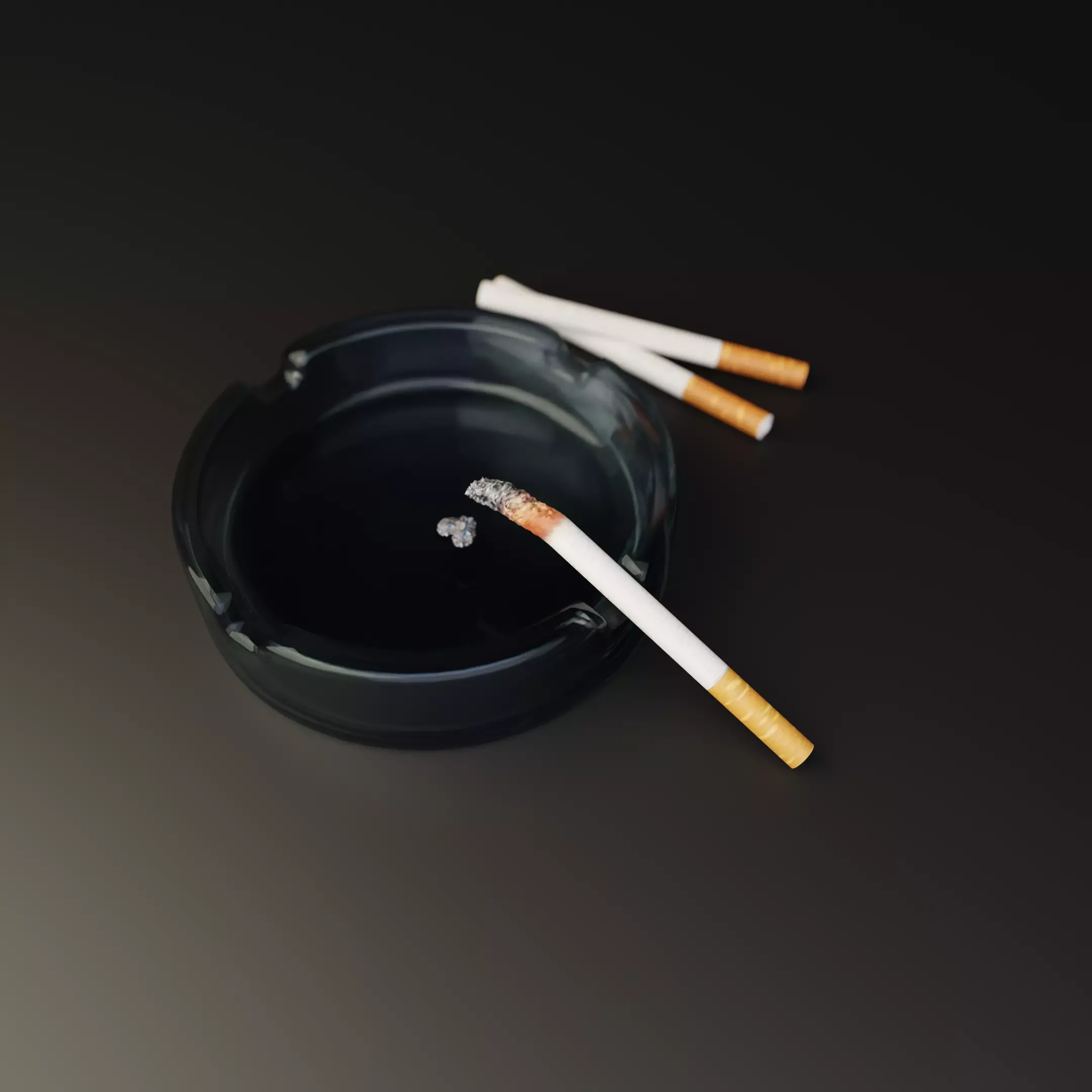 ciggaret ashtray with two cigarettes in it 3D model_0