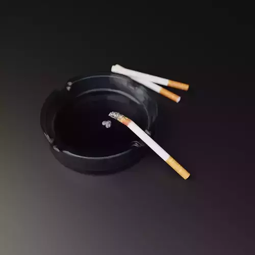 ciggaret ashtray with two cigarettes in it 3D model