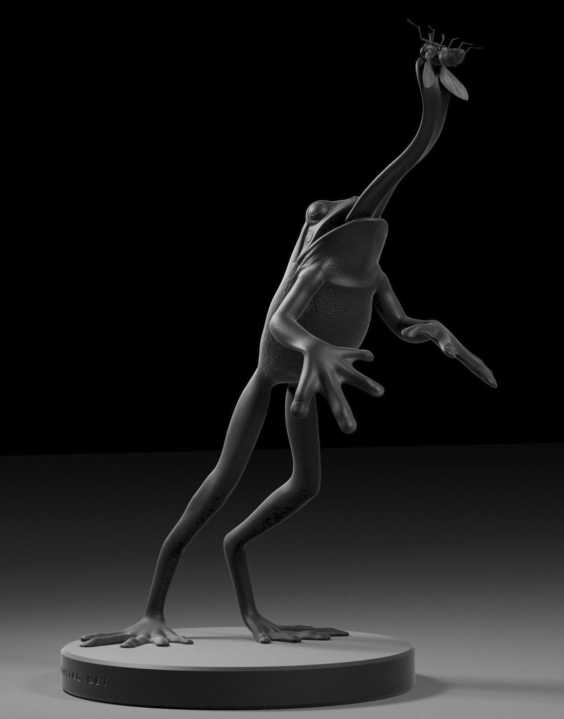 Frog Catches Fly 3D print model_7