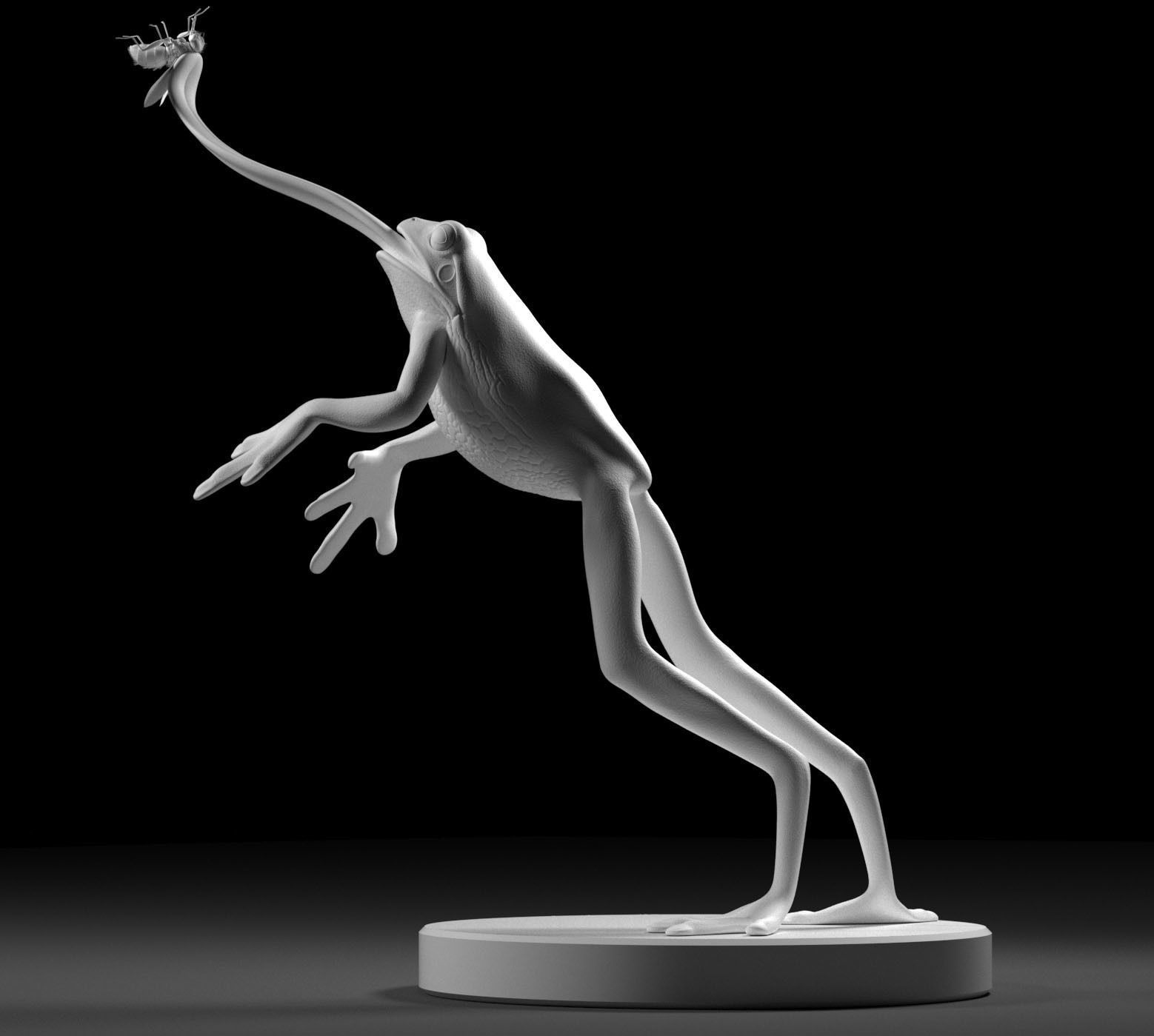 Frog Catches Fly 3D print model_5