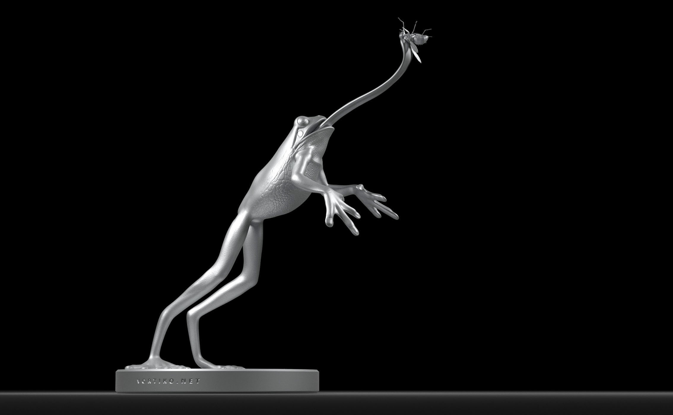 Frog Catches Fly 3D print model_9