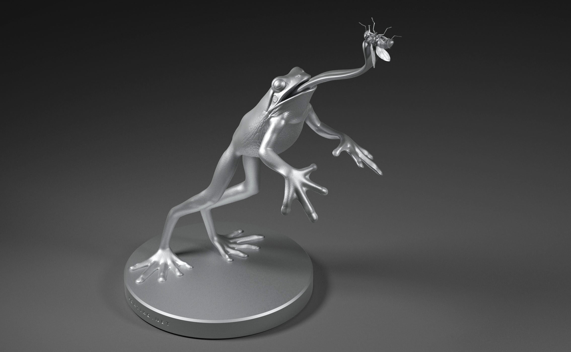Frog Catches Fly 3D print model_10