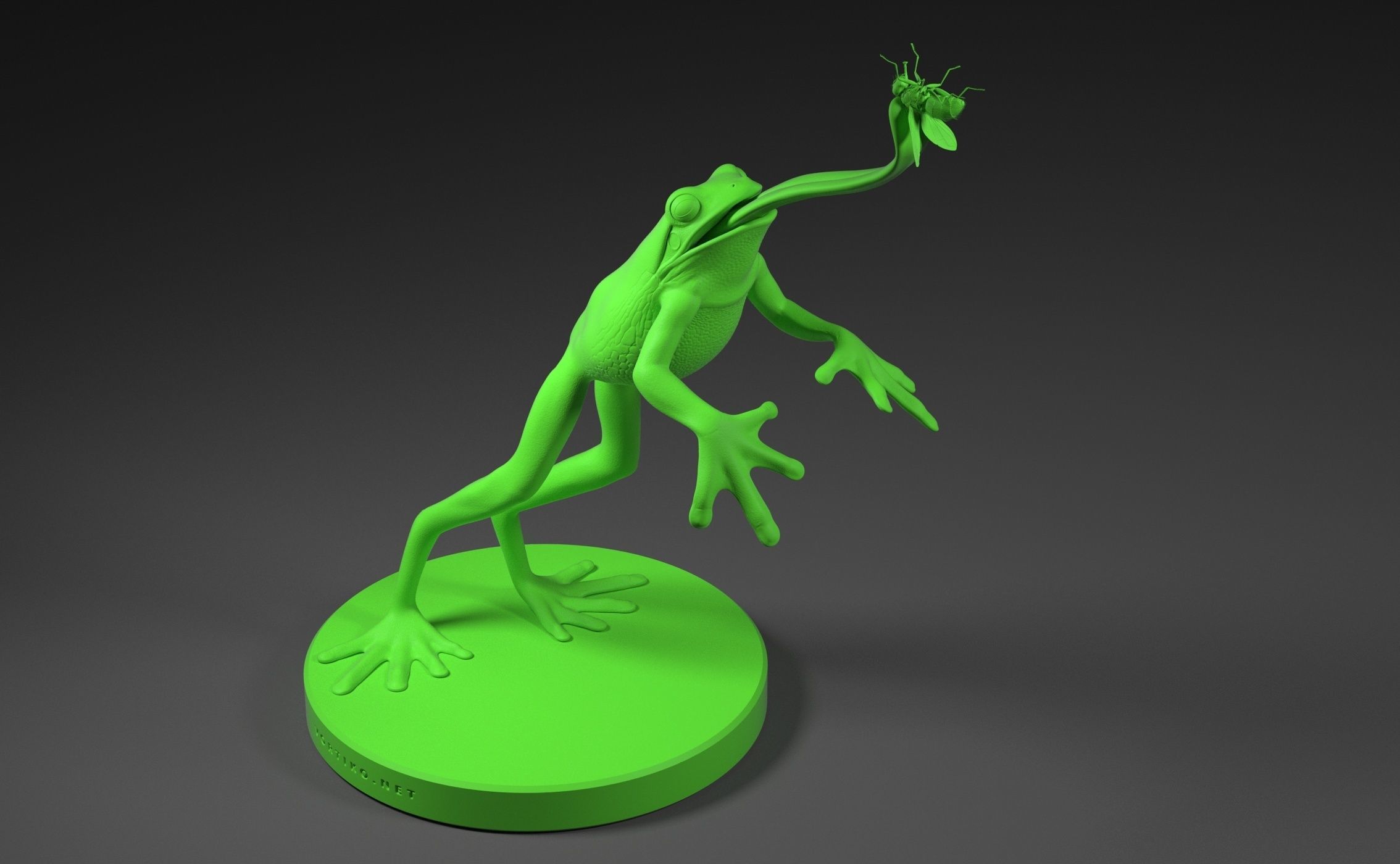 Frog Catches Fly 3D print model_11