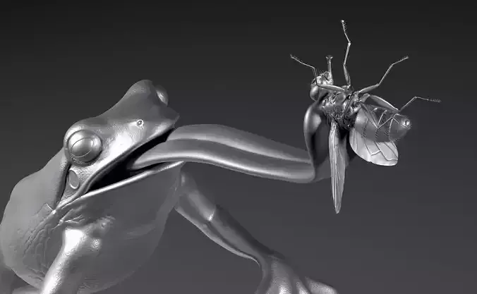 Frog Catches Fly 3D print model