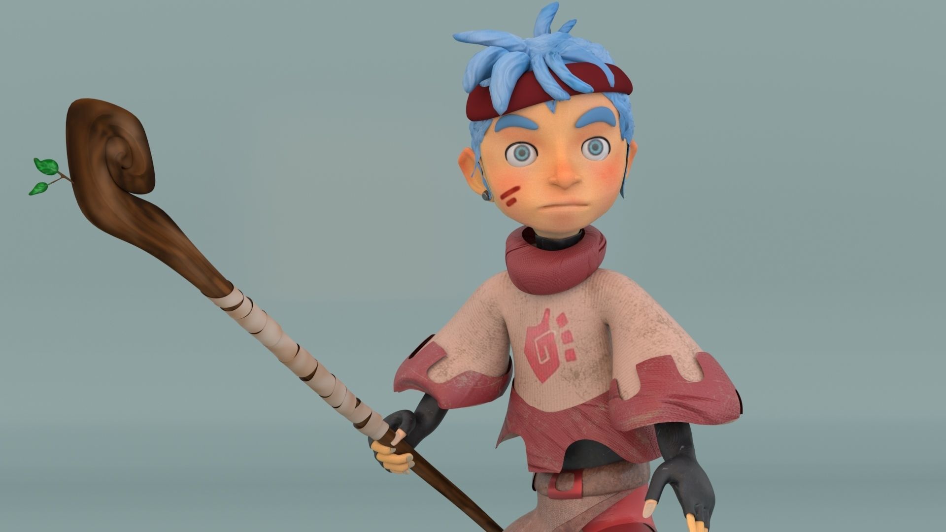 tribe boy Low-poly 3D model_13