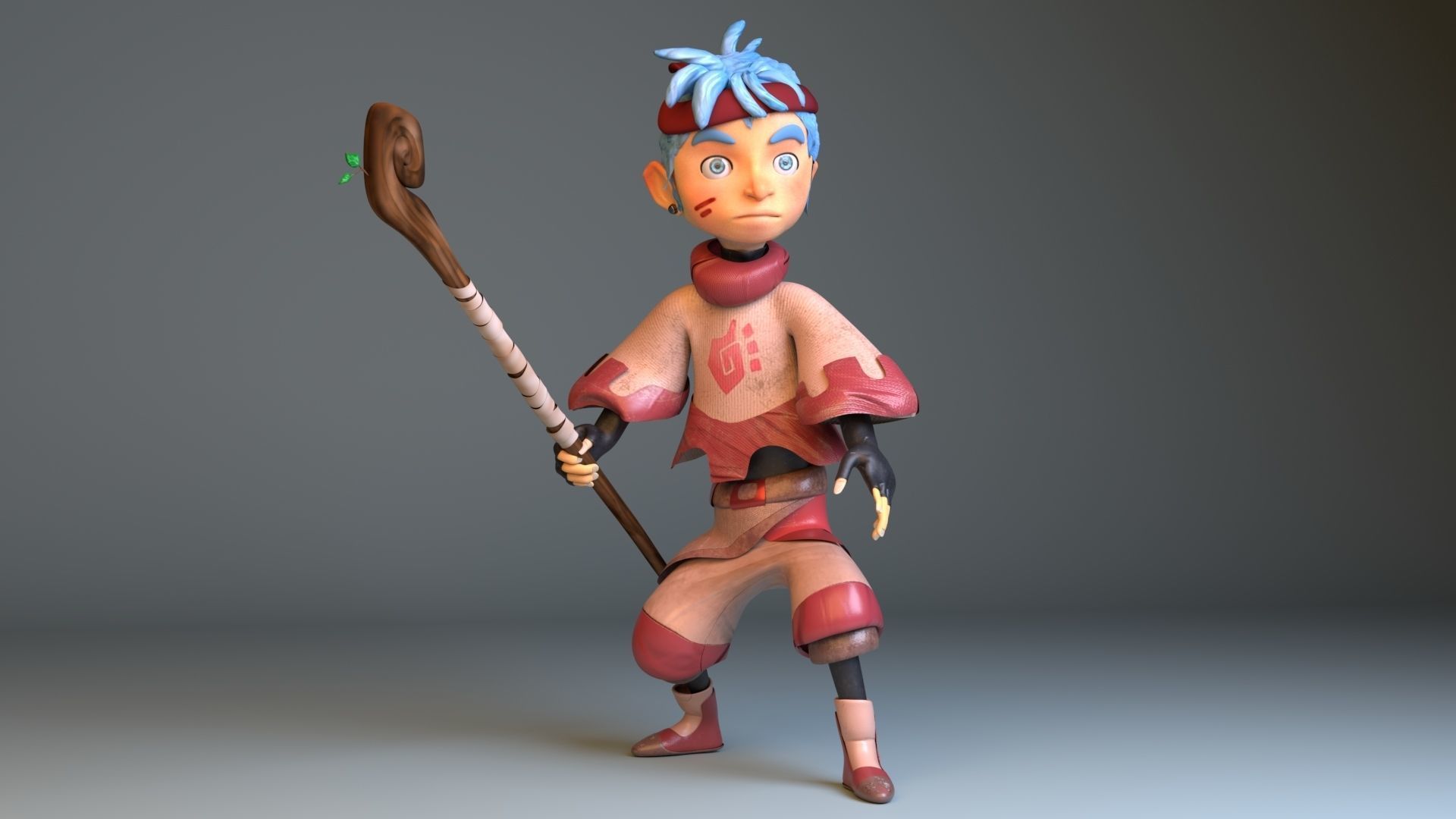 tribe boy Low-poly 3D model_5