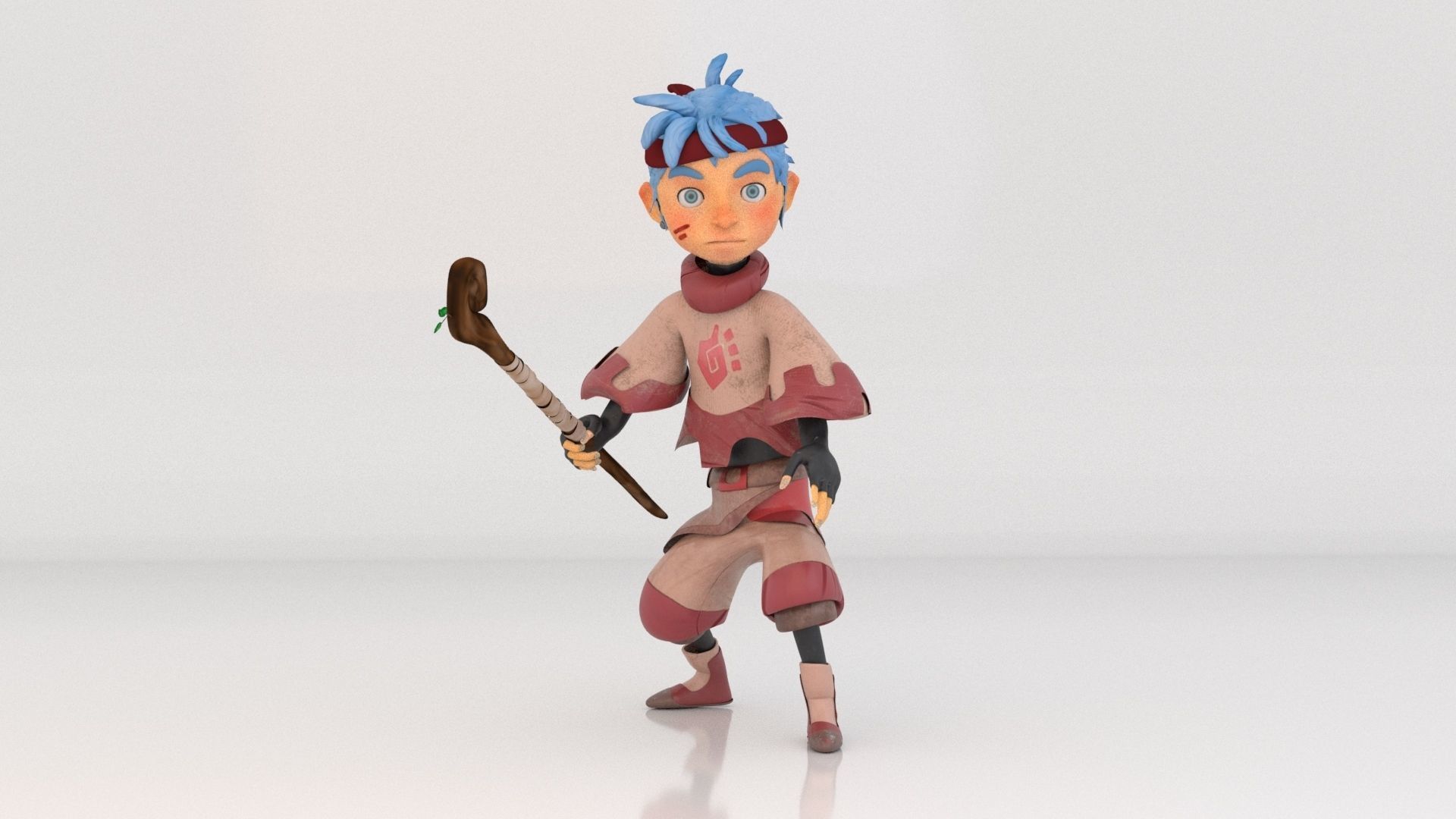tribe boy Low-poly 3D model_3
