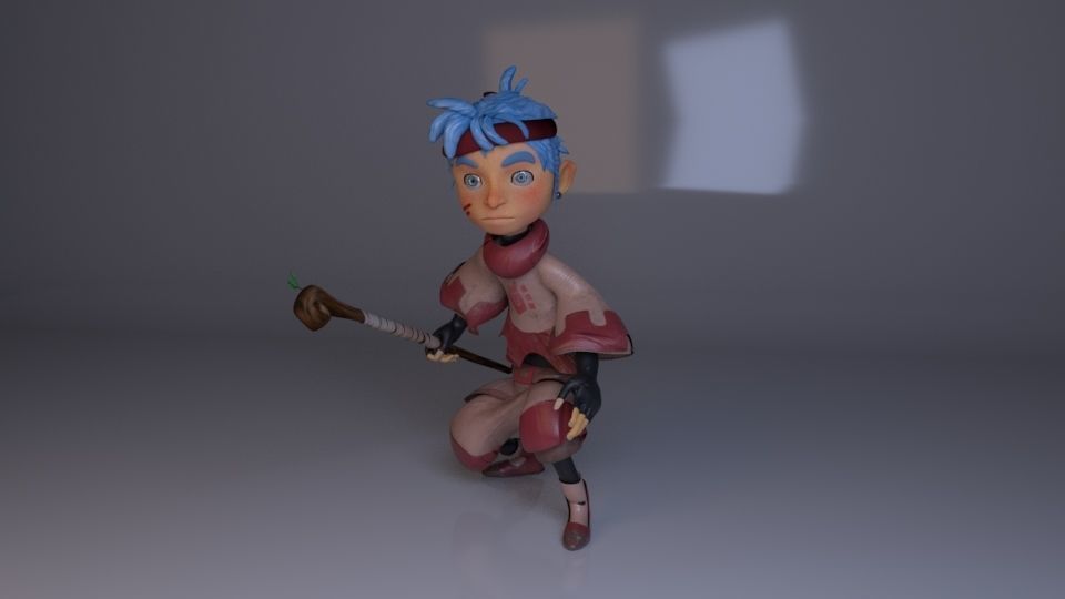 tribe boy Low-poly 3D model_7