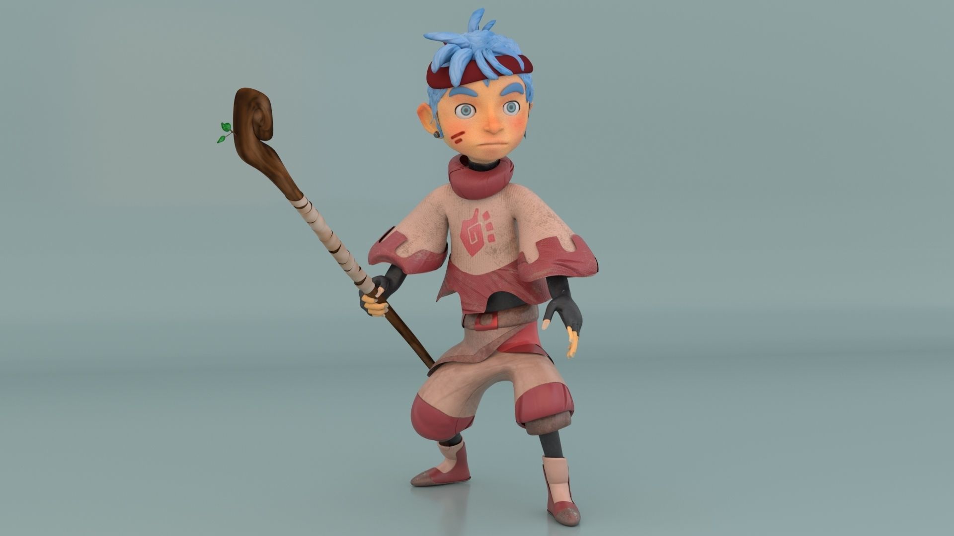 tribe boy Low-poly 3D model_8