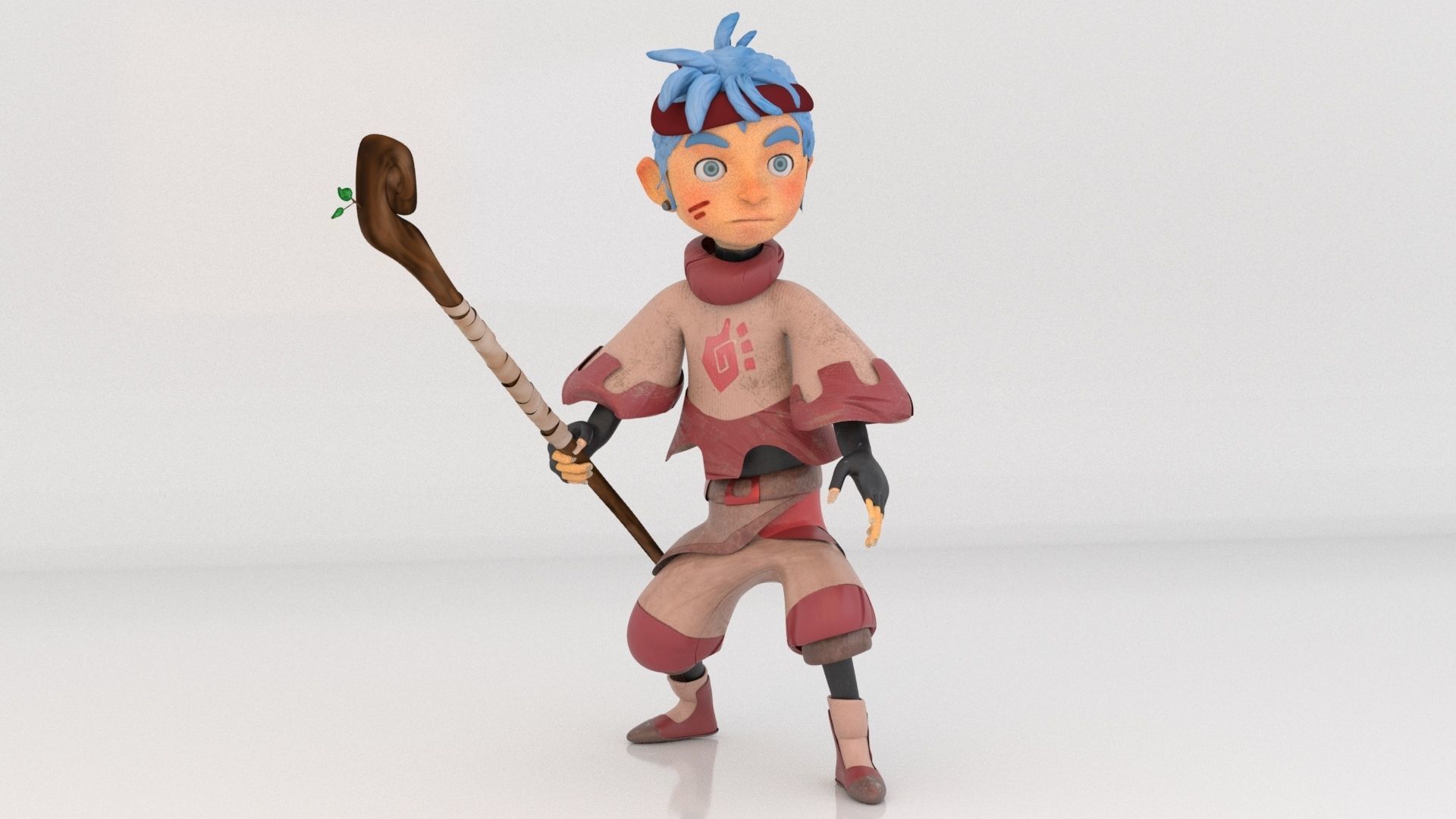 tribe boy Low-poly 3D model_4
