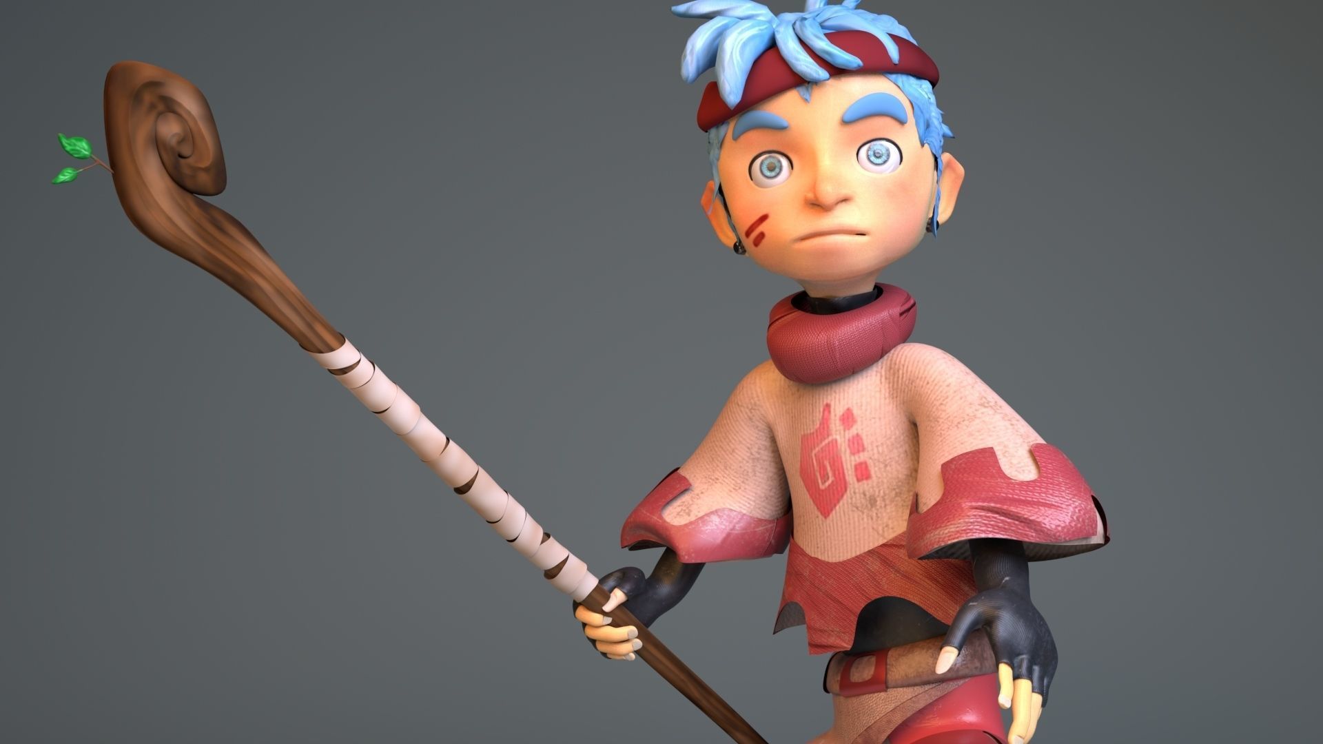 tribe boy Low-poly 3D model_2
