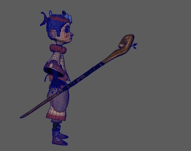 tribe boy Low-poly 3D model_16