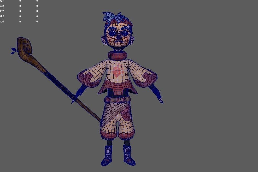tribe boy Low-poly 3D model_14