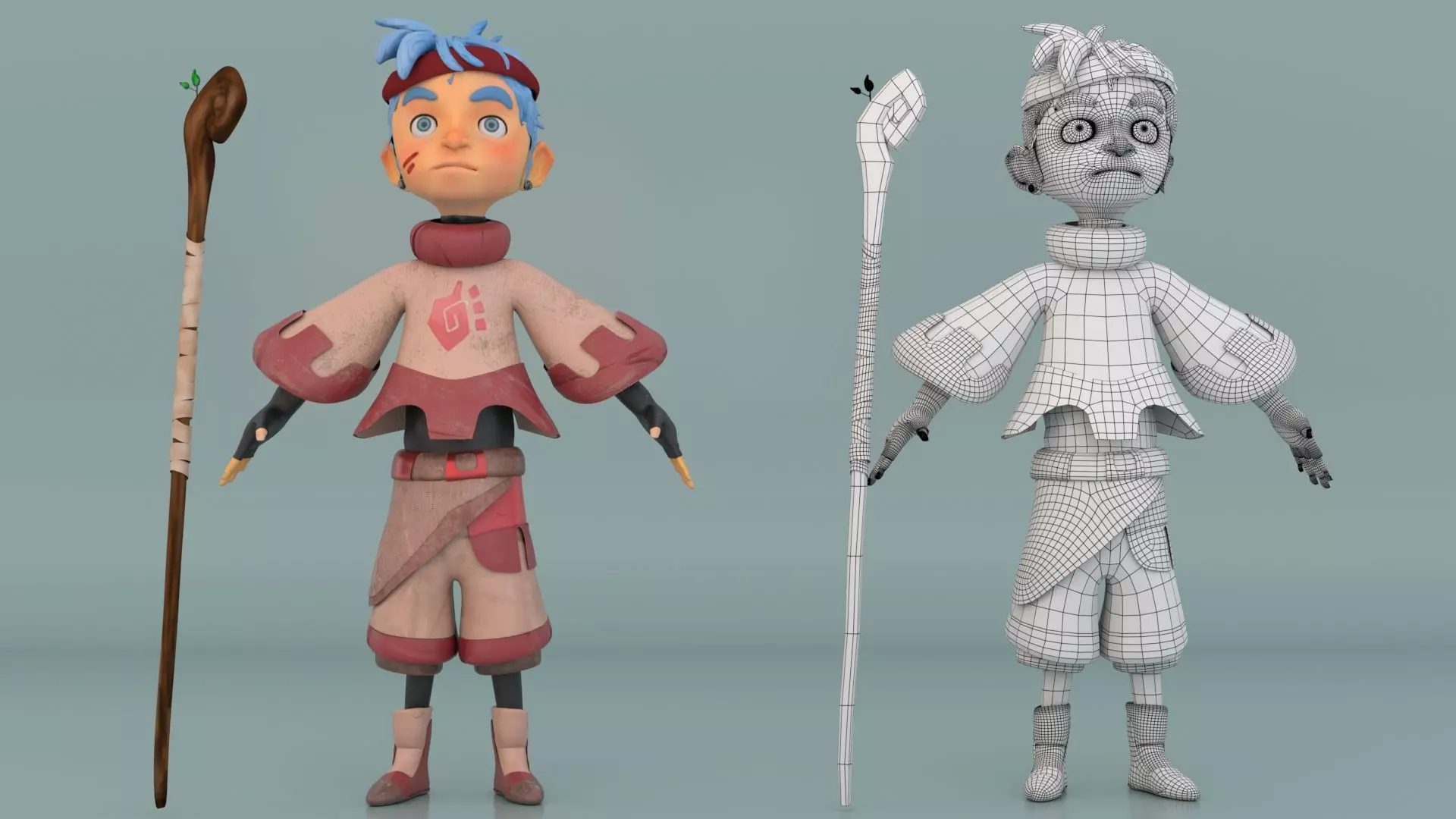 tribe boy Low-poly 3D model_0