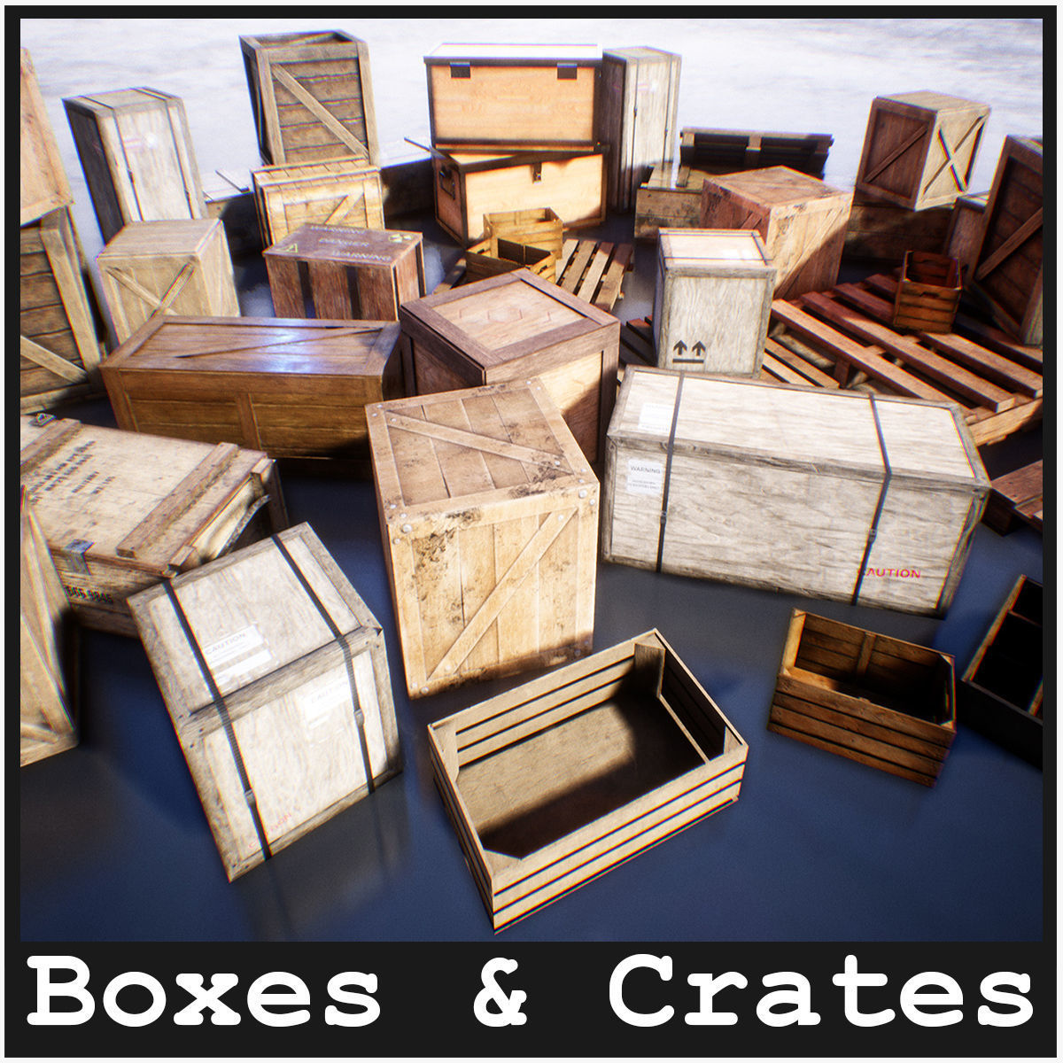Boxes And Crates 19 Assets Low-poly 3D model_1