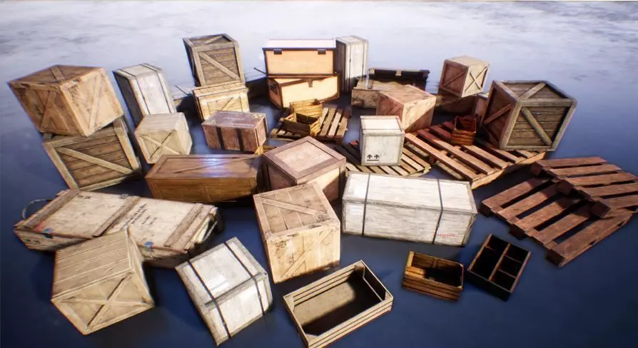 Boxes And Crates 19 Assets Low-poly 3D model_0