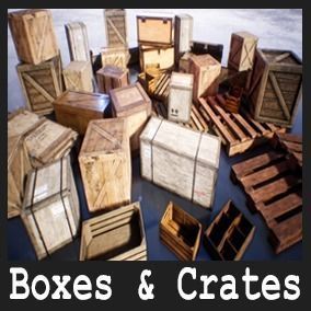 Boxes And Crates 19 Assets Low-poly 3D model_10