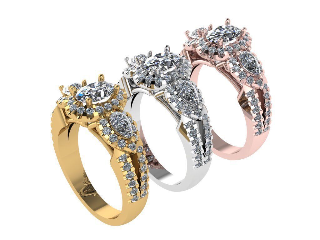 Ring480 diamond engagement ring gold 3D print model_4