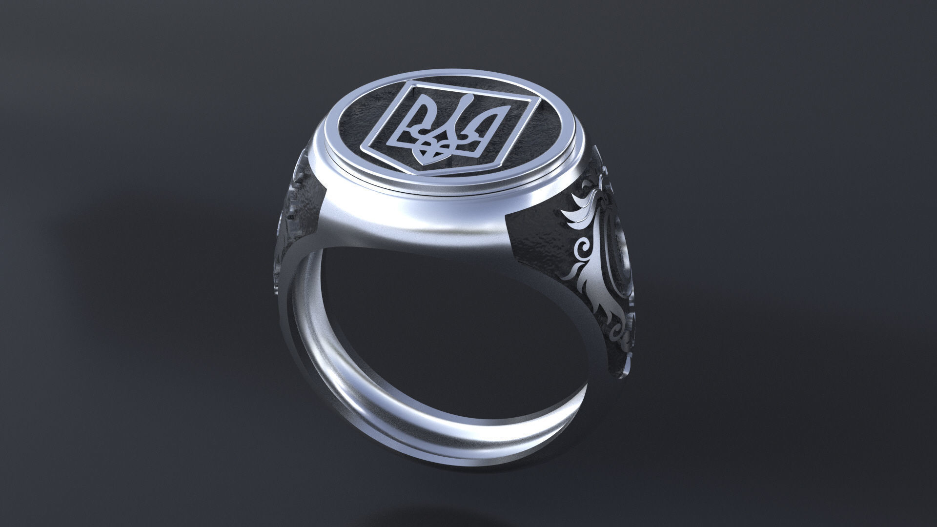 Ring with symbols of the Army of Ukraine 3D print model  3D print model_12