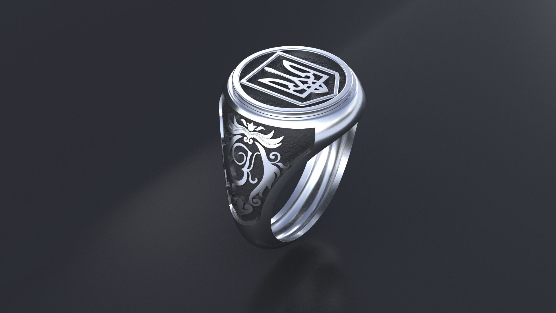 Ring with symbols of the Army of Ukraine 3D print model  3D print model_13