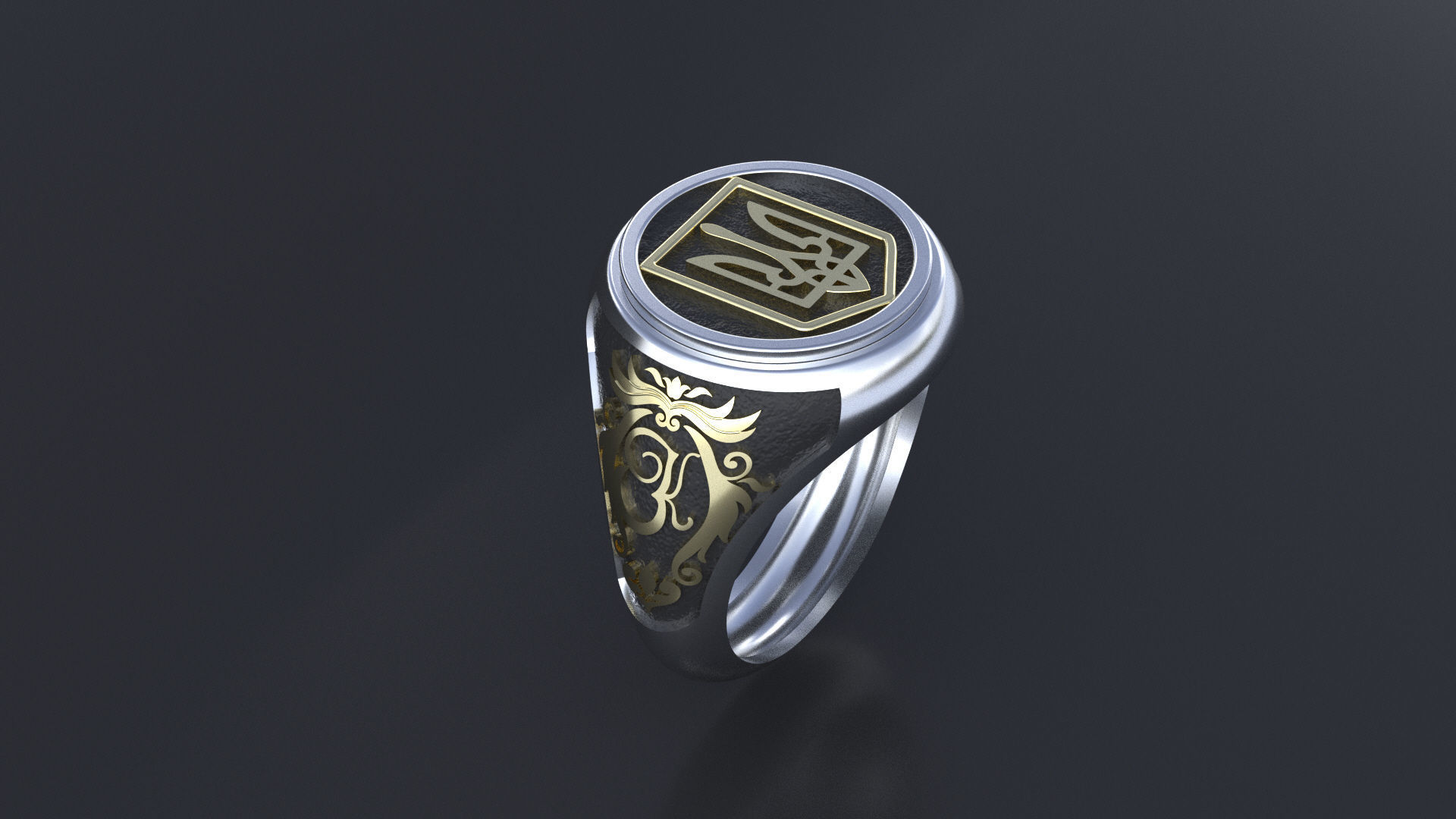 Ring with symbols of the Army of Ukraine 3D print model  3D print model_2