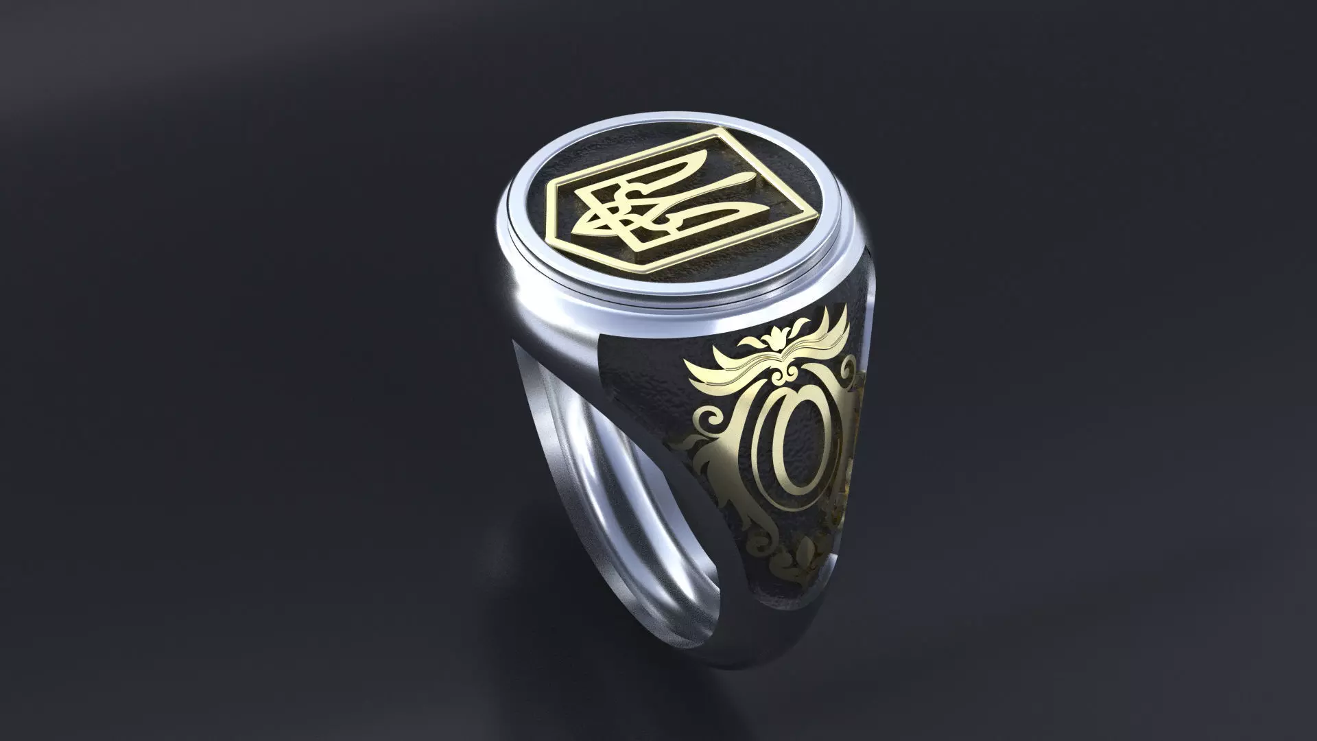 Ring with symbols of the Army of Ukraine 3D print model  3D print model_0