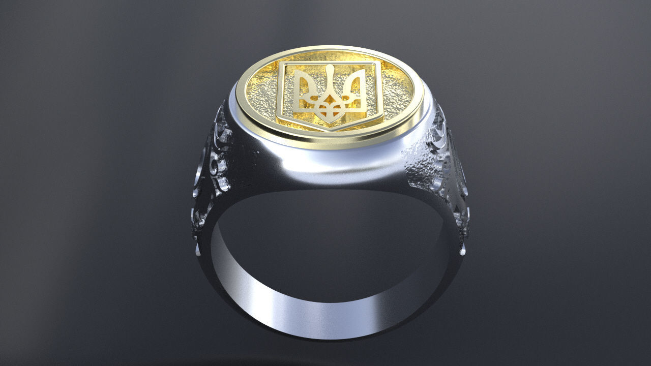 Ring with symbols of the Army of Ukraine 3D print model  3D print model_6