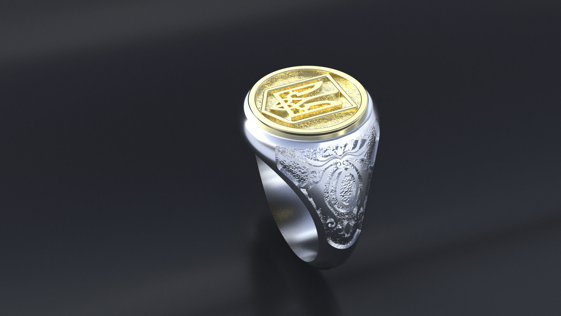 Ring with symbols of the Army of Ukraine 3D print model  3D print model_8