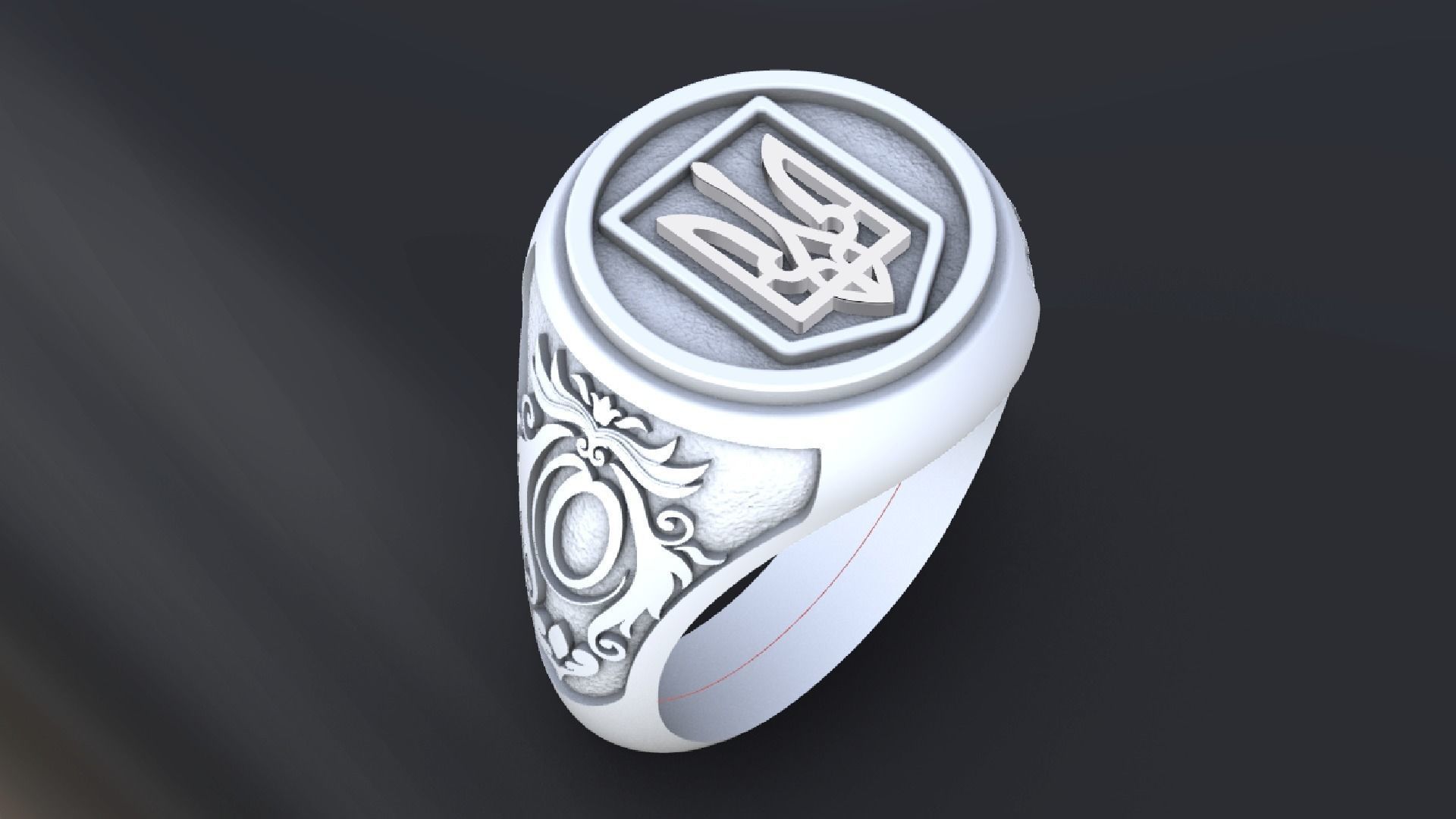 Ring with symbols of the Army of Ukraine 3D print model  3D print model_4