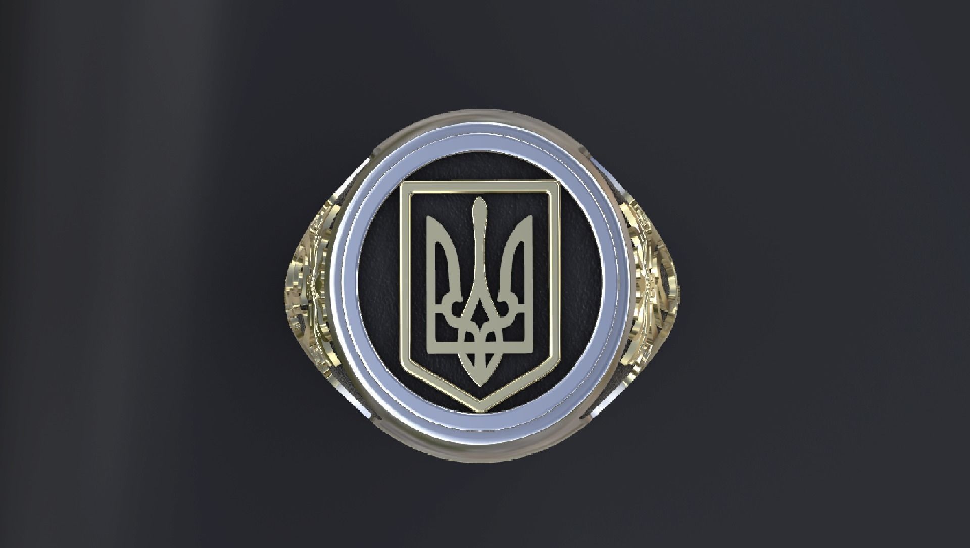 Ring with symbols of the Army of Ukraine 3D print model  3D print model_1