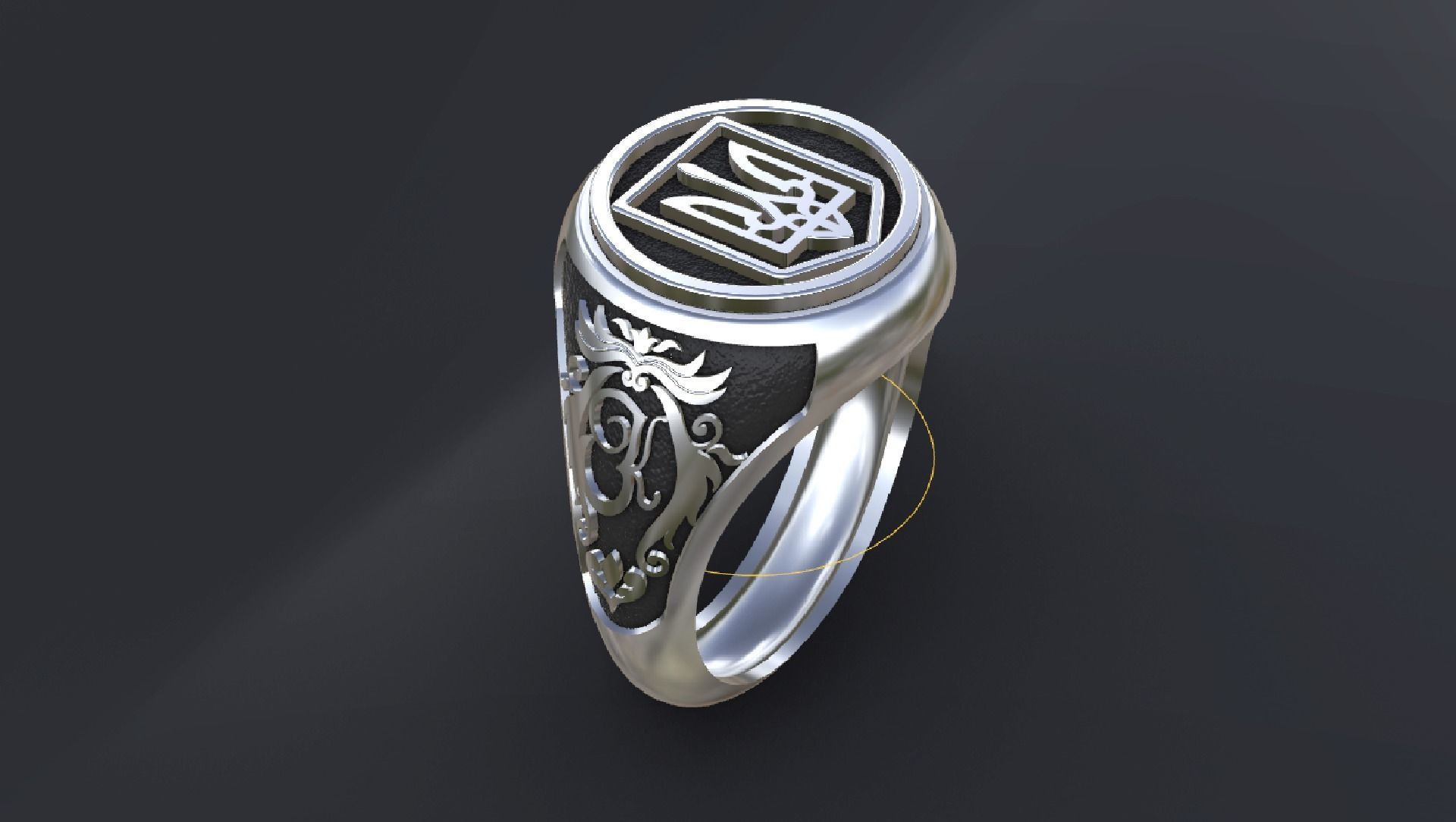 Ring with symbols of the Army of Ukraine 3D print model  3D print model_3