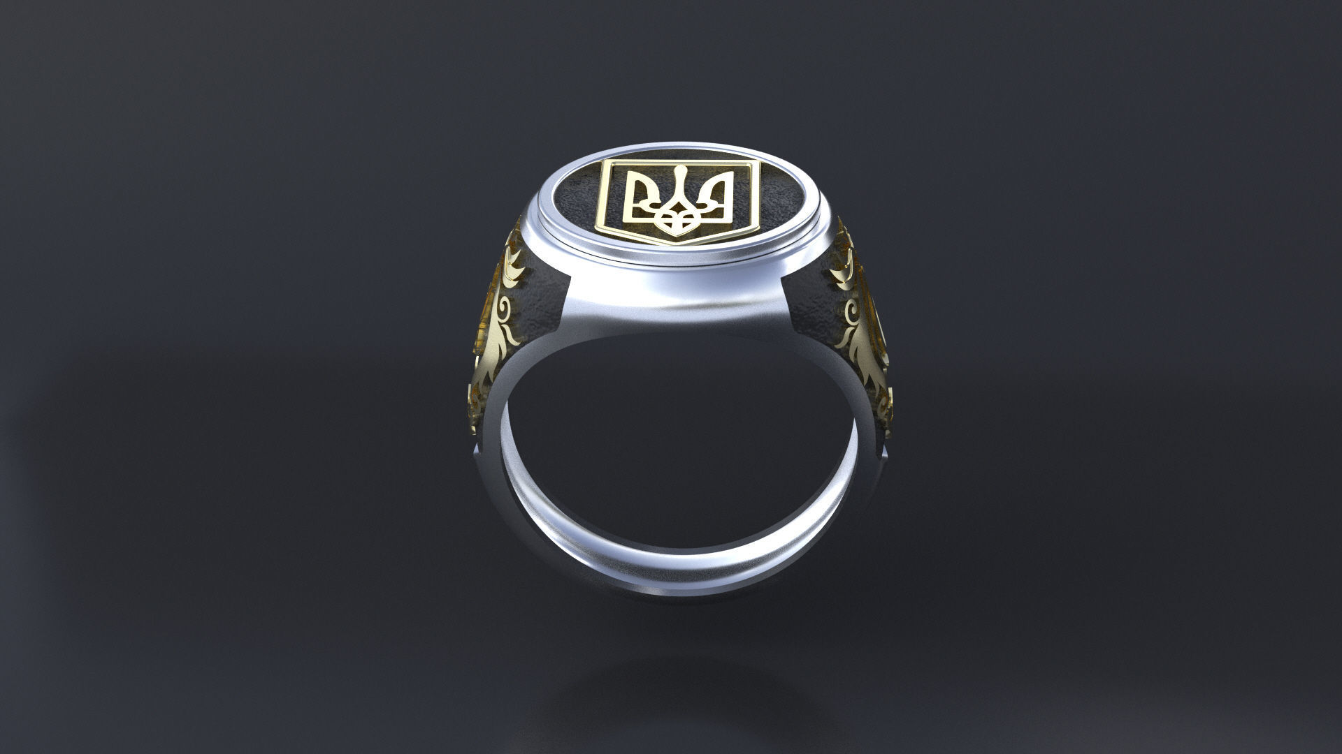 Ring with symbols of the Army of Ukraine 3D print model  3D print model_10